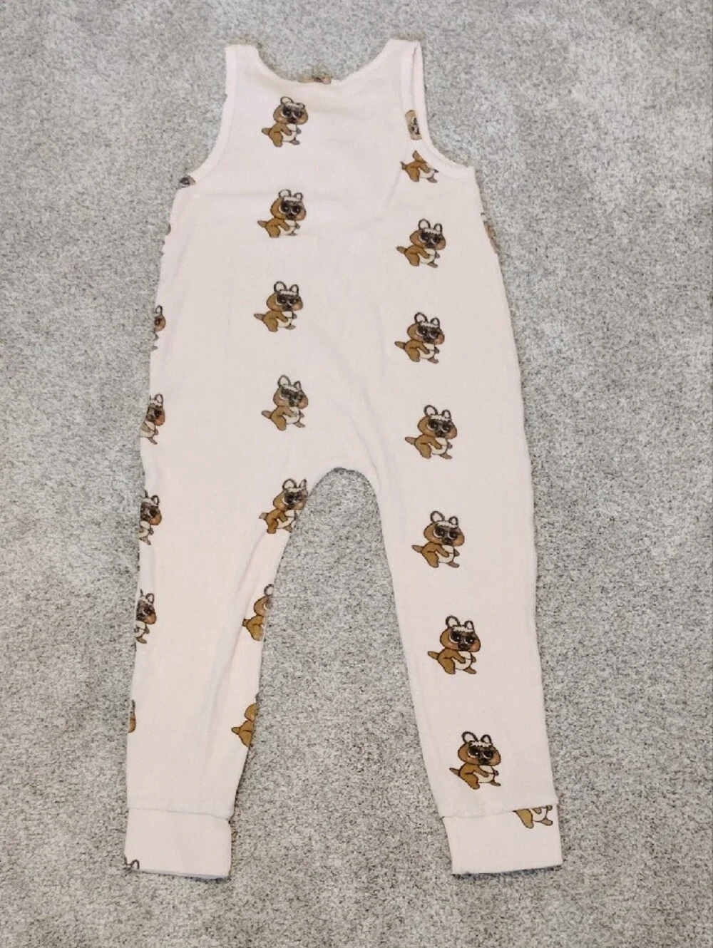 Hugo Loves Tiki Light Pink Terry Sleeveless One-Piece with Bunny Motif